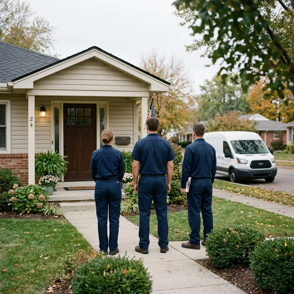 A calm, respectful team at a home